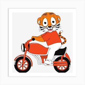 Tiger Riding A Motorcycle Art Print