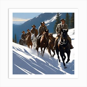 Cowboys In The Snow Art Print