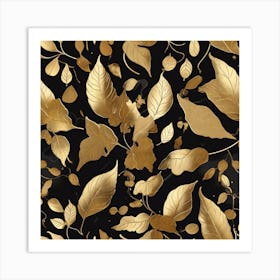 Golden leaves Art Print