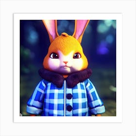 Bunny With A Plaid Coat Art Print