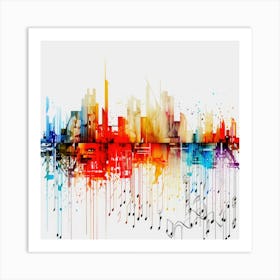 Music Notes - Music Beat City Art Print