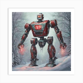 Robot In The Snow 1 Art Print