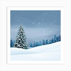 A Serene Winter Landscape Under A Subdued Grey Sky Snow Blankets A Fir Tree Frost Glistens On Surr (5) Art Print