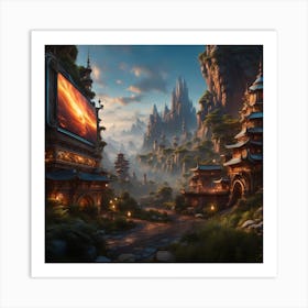 City In The Mountains Art Print