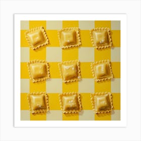 Ravioli Yellow Checkerboard 3 Art Print