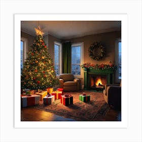 Christmas Tree In The Living Room 18 Art Print