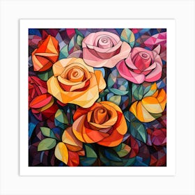 Polygonal Roses 2 Art Print