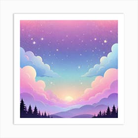 Sky With Twinkling Stars In Pastel Colors Square Composition 202 Art Print