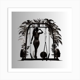 Silhouette Of A Woman At The Gym 1 Art Print