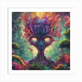 Imagination, Trippy, Synesthesia, Ultraneonenergypunk, Unique Alien Creatures With Faces That Looks (23) Art Print