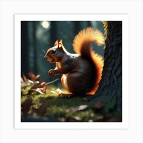 Red Squirrel In The Forest 48 Art Print