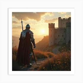 Knight At Sunset Art Print