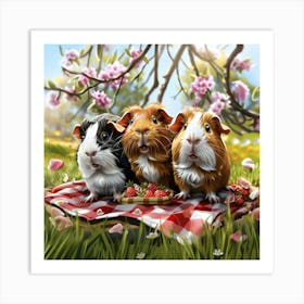 Guinea Pigs Picnic Art Print