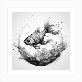 Goldfish In Water Art Print