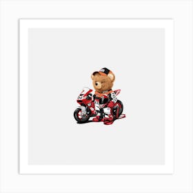 Teddy Bear On A Motorcycle Art Print