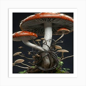 Mushrooms On A Tree 1 Art Print