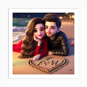 Couple In The Sand Art Print