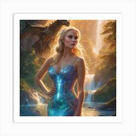 Princess And A Dragon Art Print