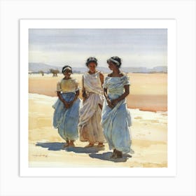 Three Women In The Desert Art Print