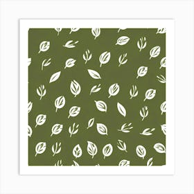 Leaves On A Green Background Art Print Art Print