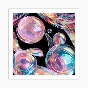 Iridescent Spheres and Ribbons Art Print