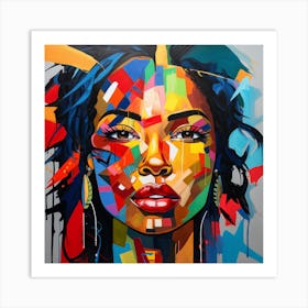 Woman With A Colorful Face Art Print