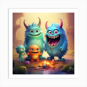 Friendly Monsters Art Print