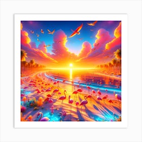 Flamingos Art Print