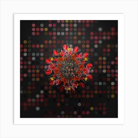 Vintage Common Juniper Floral Wreath on Dot Bokeh Pattern Art Print