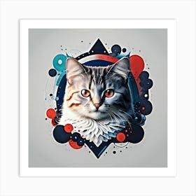 Abstract Cat Portrait Art Print