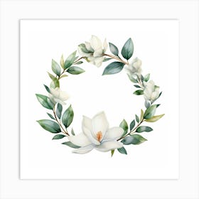 Magnolia Wreath Art Print