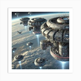 A Futuristic Scene Of The Exosphere Outposts Art Print