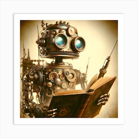 Robot Reading Art Print