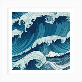 Waves Ocean Sea Pattern Water Tsunami Rough Seas Art Print