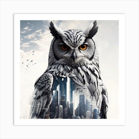 Owl In The City 2 Art Print