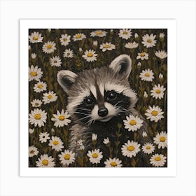 Baby Raccoon Fairycore Painting 2 Art Print