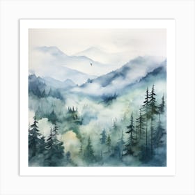 Watercolor Of A Forest Art Print