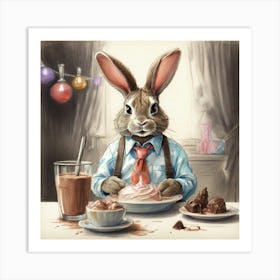 Bunny Eats Cake Art Print