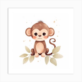 Cute Baby Monkey Art Print