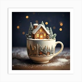 Firefly Charming Miniature Winter Cottage In A Cozy Cup 27985 (2) Art Print