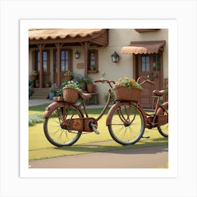 Two Bicycles In Front Of A House Art Print