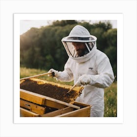 Beekeeper Inspecting Hive 2 Art Print