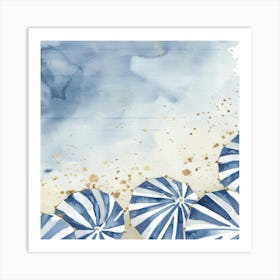 Blue And White Umbrellas Art Print