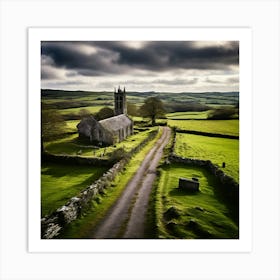 Rural Aerial Village Norman Grass Cemetery Cloudy Old Air Gravestone Mediaeval Architectu (4) Art Print