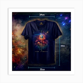 Black T Shirt With Cosmic Design Art Print