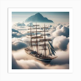 Sailing Ship In The Clouds 2 Art Print