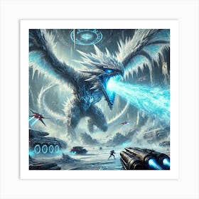 Blizzard Wyvern Icy Breath Art Print