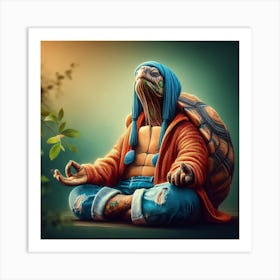 Turtle Meditating Art Print