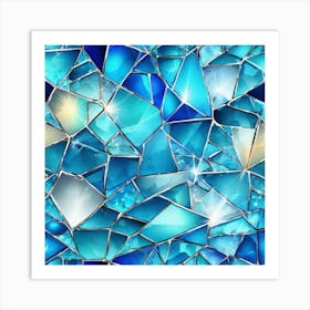 Blue Glass Mosaic Background 1 Art Print