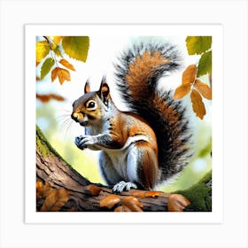 Squirrel In Autumn 7 Art Print